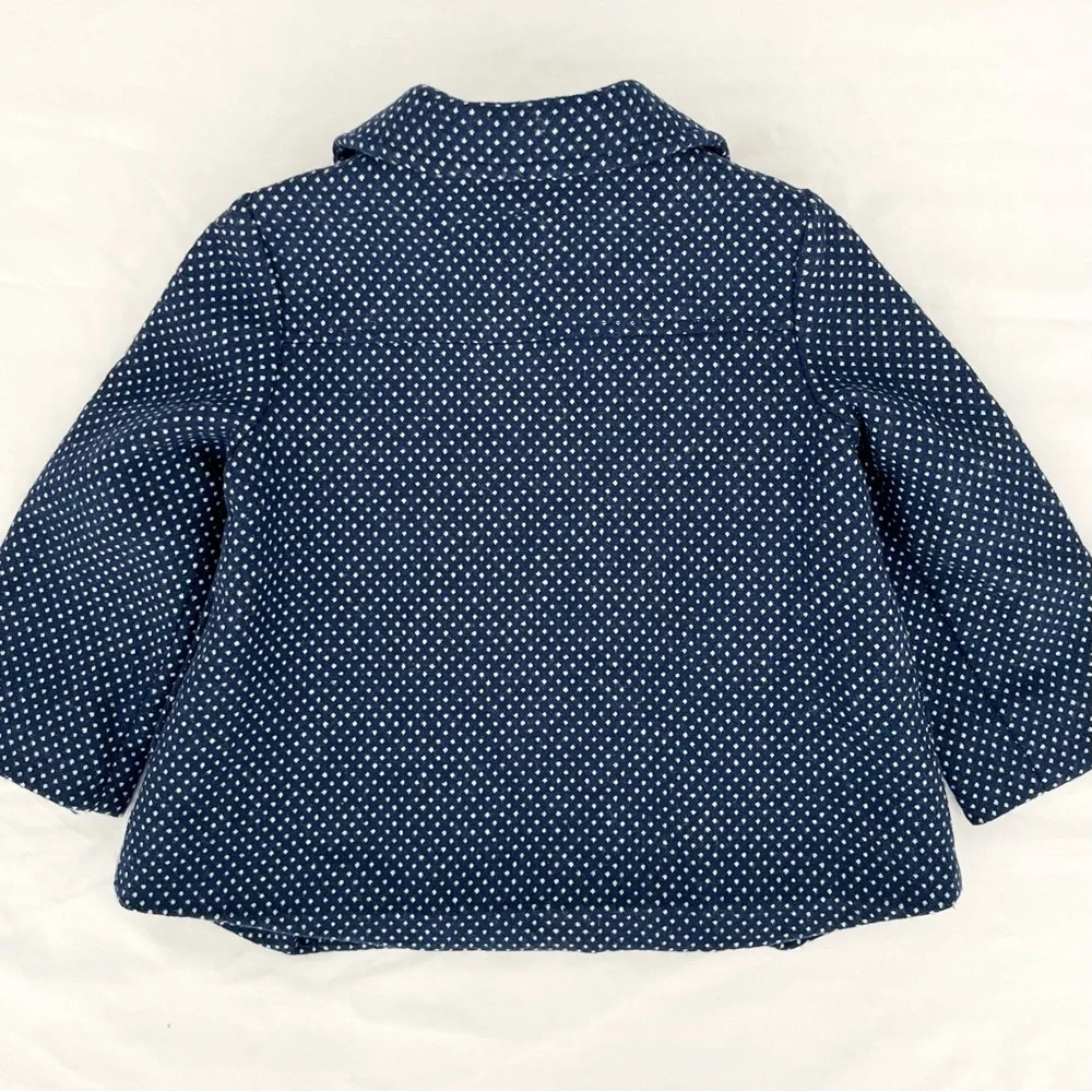 BabyGap Girl's Coat 2Y Blue White Polka Dots Wool Blend Formal Dressy A-Line